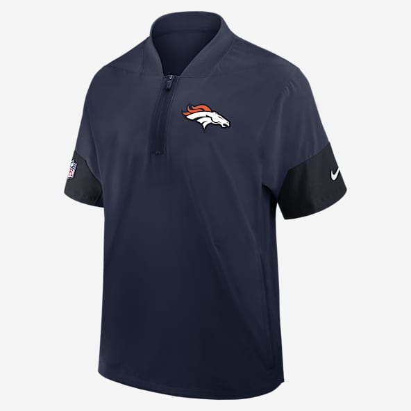 Denver Broncos Sideline Coach Men's Nike NFL 1/2-Zip Short-Sleeve Hooded Jacket