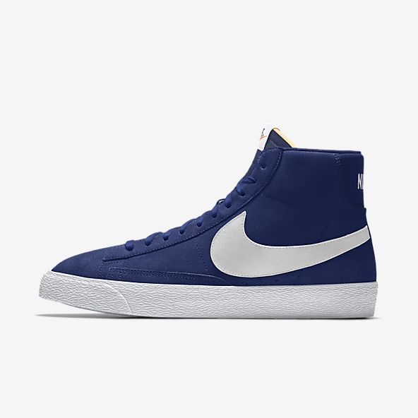 blue and white nike shoes high top