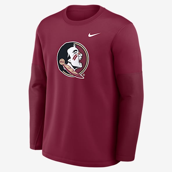 Florida State Sideline Coach Playera de manga larga universitaria Nike Therma-FIT para hombre