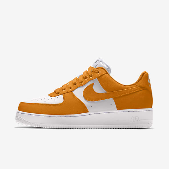 orange and white air force ones