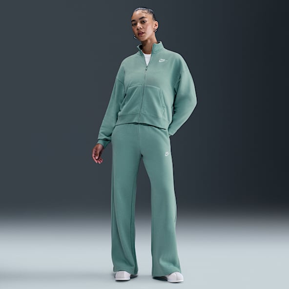 Nike Sportswear Club Fleece Pants de entrenamiento de piernas anchas de tiro medio para mujer