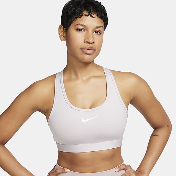 Nike Womens Dri-FIT Swoosh Zip Front Sports Bra Khaki XS