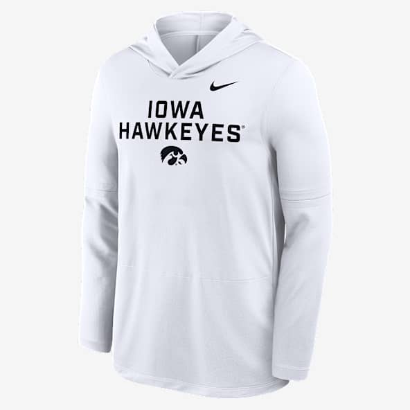 Iowa Sideline Playera de manga larga universitaria Nike Dri-FIT con gorro para hombre