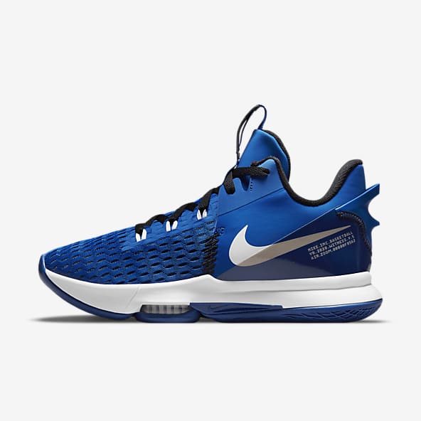 white and navy blue nike basketball shoes