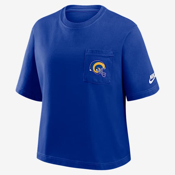 Los Angeles Rams Rewind Pocket Boxy Playera Nike de la NFL para mujer