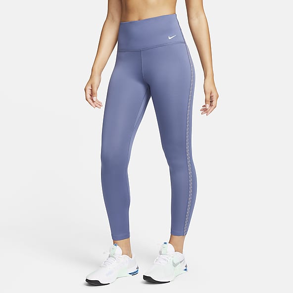 Nike – Szare legginsy z wysokim stanem, paskiem z logo i nadrukiem na całej  powierzchni