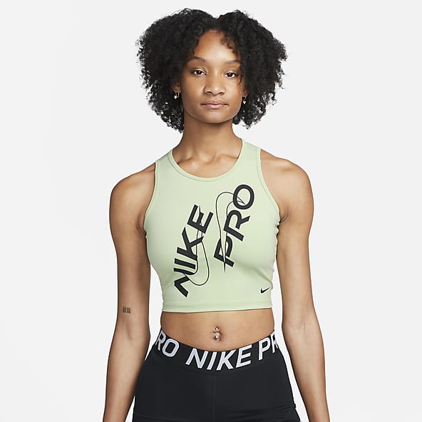 Nike Performance CROP - Sports T-shirt - gridiron/green strike/anthracite 