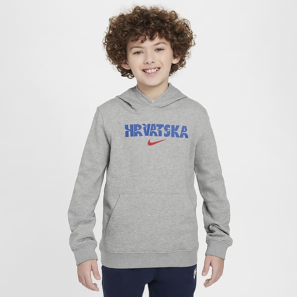 Horvátország Club Fleece Nike Soccer belebújós, kapucnis pulóver nagyobb gyerekeknek