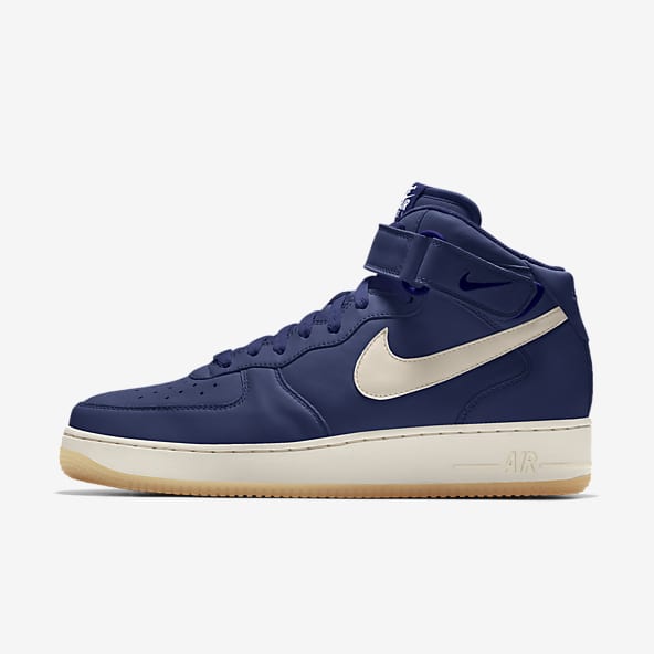 blue and black air force ones high top