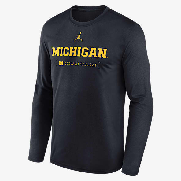 Michigan Courtside Basketball Shootaround Legend Michigan Courtside Basketball Shootaround Legend Men's Jordan Brand Dri-FIT College Long-Sleeve T-Shirt