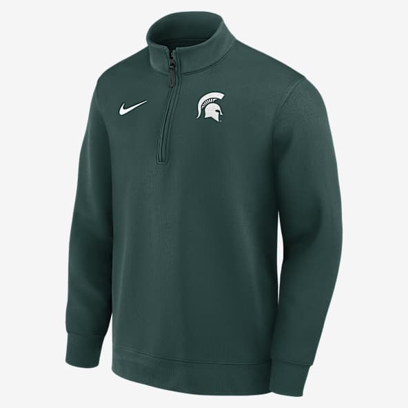 Michigan State Coaches Playera de manga larga universitaria Nike Dri-FIT de medio cierre para hombre