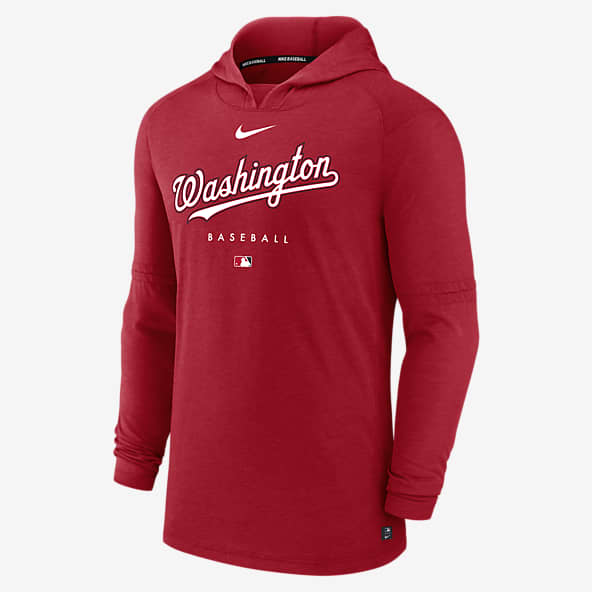 Nike Men's Red, Navy Washington Nationals Authentic Collection Short Sleeve Hot Pullover Jacket - Red
