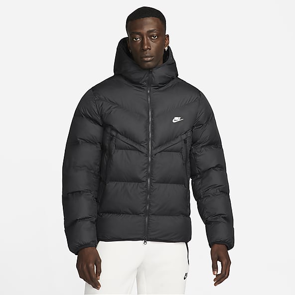 nike puffer jacket mens black and white