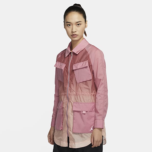 pink and white nike windbreaker jacket