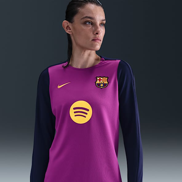 Strike FC Barcelona Camisola de futebol de gola redonda em malha Nike Dri-FIT para mulher
