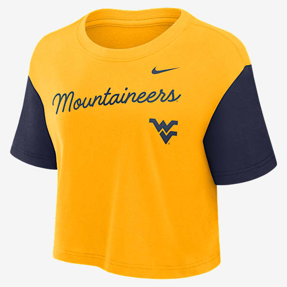 West Virginia Script Women's Nike Dri-FIT College Cropped T-Shirt