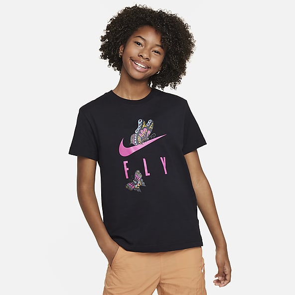 Black sports t-shirt for boys and girls with logo embroidery - NIKE -  Pavidas