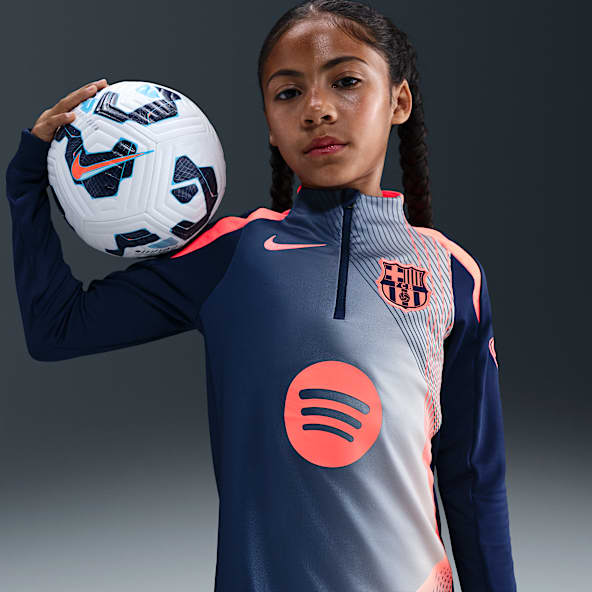 F.C. Barcelona Strike Third Older Kids' Nike Dri-FIT Total 90 Football Pre-Match Drill Top