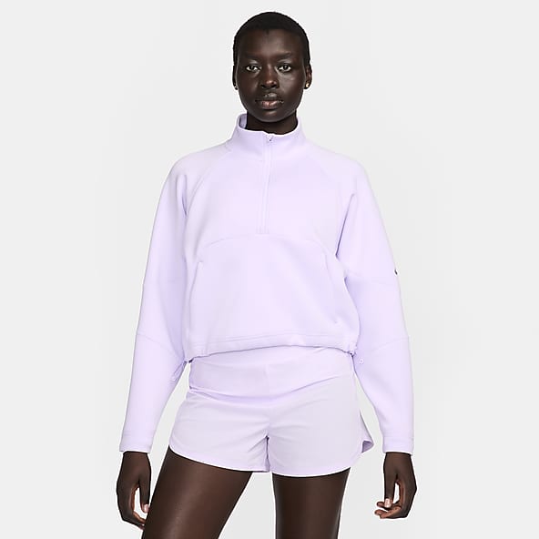 NIKE Womens Crop Sweatshirt Jumper UK 12 Medium Purple Cotton, Vintage &  Second-Hand Clothing Online