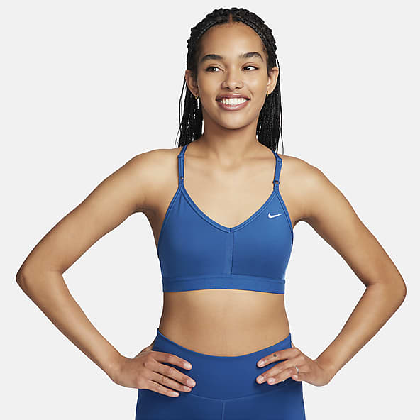 Blue Adjustable Straps Non-Moulded Cups Sports Bras. Nike LU