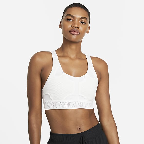 White medium support sports bra
