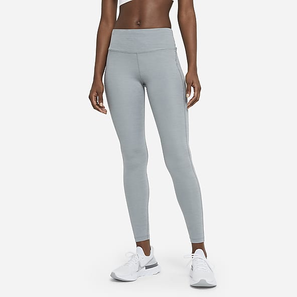 Nike Women's Dri-Fit Legendary Mid Rise Training Tights (Cool Grey/Sky  Blue, X-Large) 