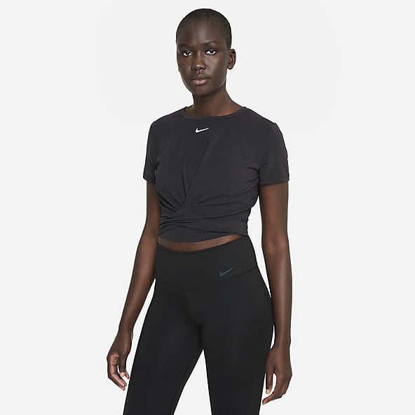 Buy Nike women sportswear fir short sleeve plain yoga top black