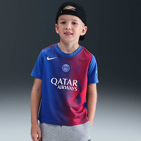 Paris Saint-Germain Academy Pro Üçüncü Nike Dri-FIT Total 90 Maç Öncesi Kısa Kollu Küçük Çocuk Futbol Üstü