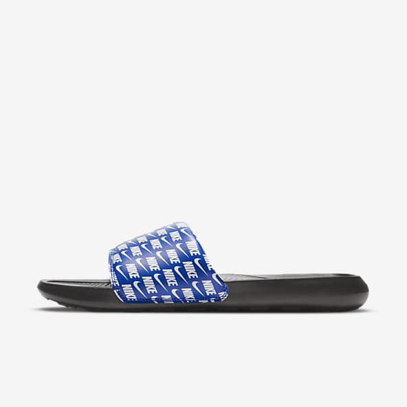 blue nike slides