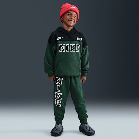 Nike Sportswear Conjunto de educación física para niños talla pequeña Conjunto de pants y sudadera con gorro sin cierre con diseño de bloques