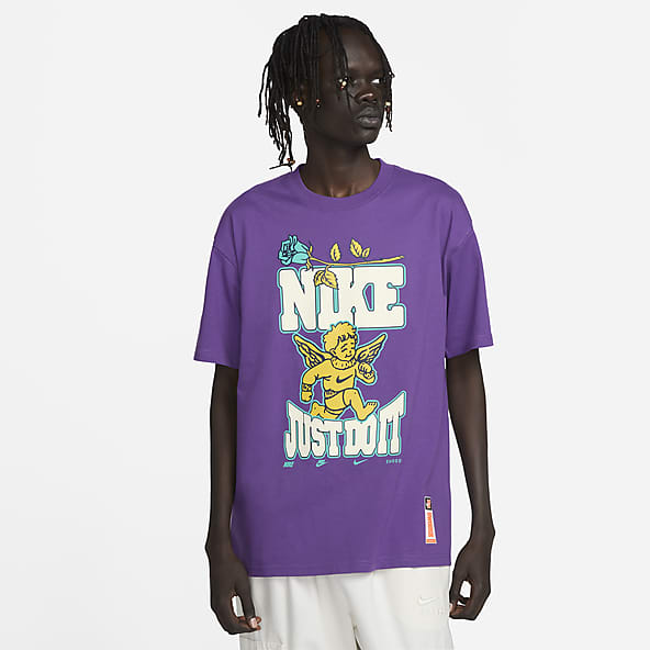 Men's Purple Neverstop Printed Oversized T-shirt