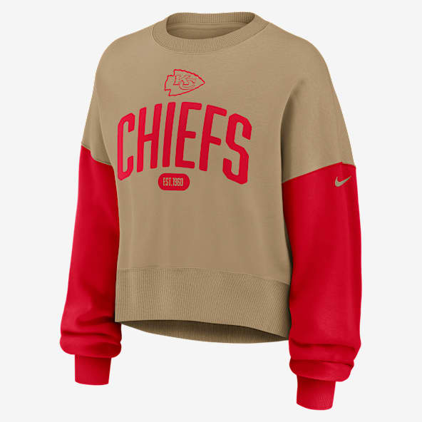 Kansas City Chiefs Rewind Sudadera de cuello redondo sin cierre Nike de la NFL para mujer