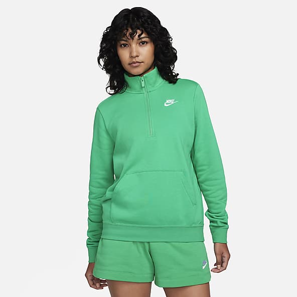 Half-zip Fleece Sweatshirt - Dark green/patterned - Ladies