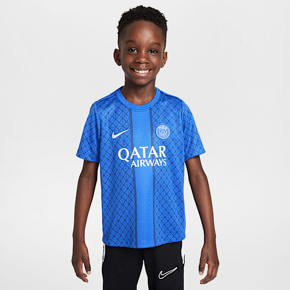 Paris Saint-Germain Academy Pro (wersja domowa) Przedmeczowa koszulka piłkarska z krótkim rękawem dla małych dzieci Jordan Dri-FIT