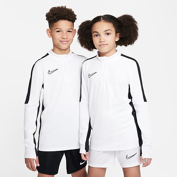 Boys Nike Football Training White Long Sleeve Tops. Nike IE