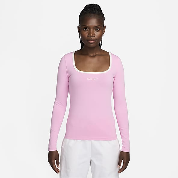 Women's Plain Round Neck Hot Pink Long Sleeve Sports Sets XS (2)