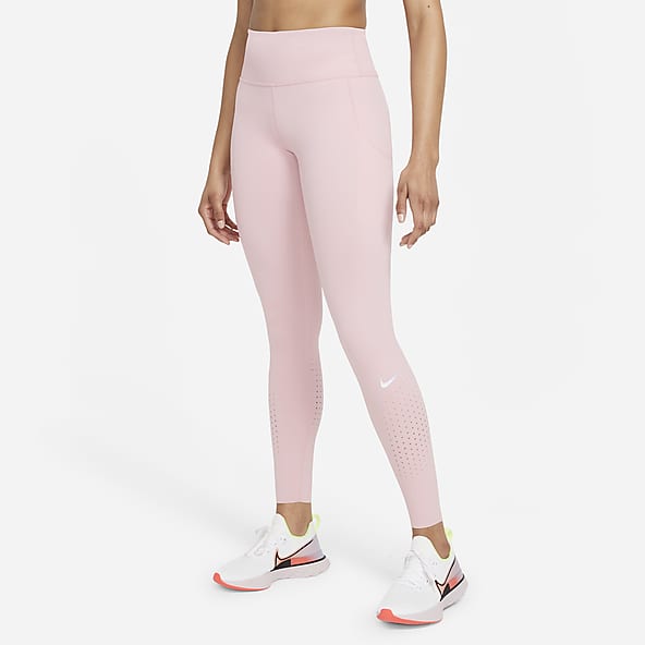 pink and white nike leggings