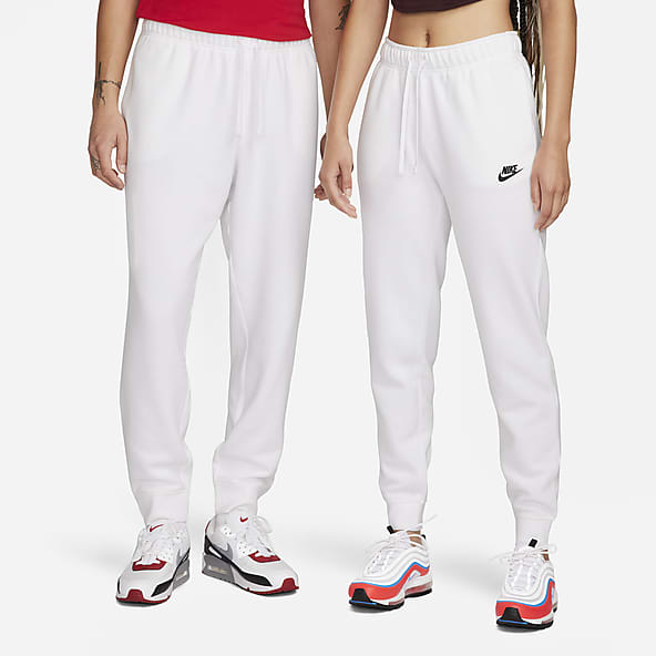 Pantalones Nike para mujer medianos blancos beige rompevientos tenis con  logotipo Swoosh