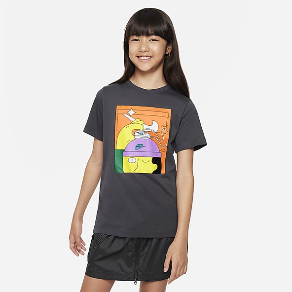 Nike Little Girls Swoosh Varsity Outline T-Shirt - White - Size 6X