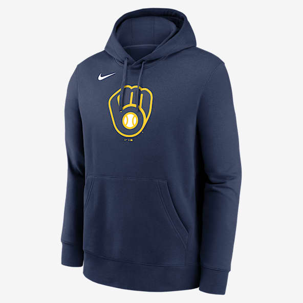 Milwaukee Brewers Logo Club Sudadera con gorro sin cierre Nike de la MLB para hombre