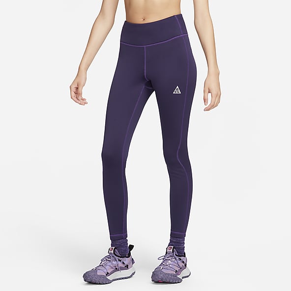 Nike Air Womens Leggings Small Tight Fit Regular Length High Rise Zipper  Purple