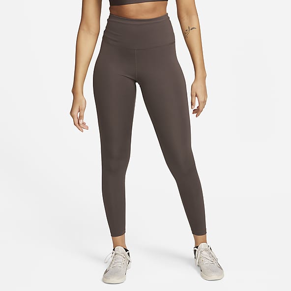 Women's Nike Pro Dri-FIT High-Waisted 7/8 Graphic Leggings 1X Fossil Brown