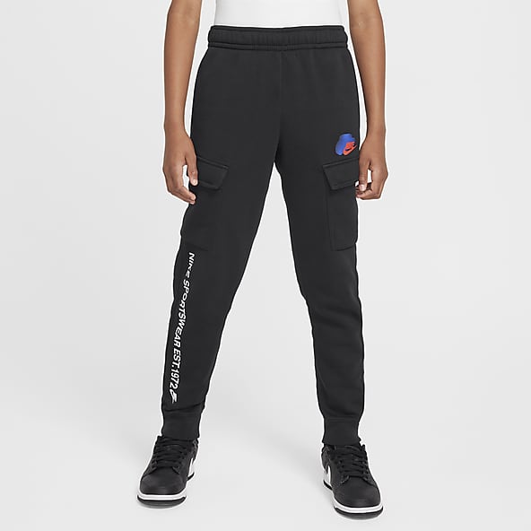 Pantalon Jogging Baggy Garçon – Coton, Taille Haute, Poches Cargo, Pour Sport Automne-Hiver (Basket, Fitness)