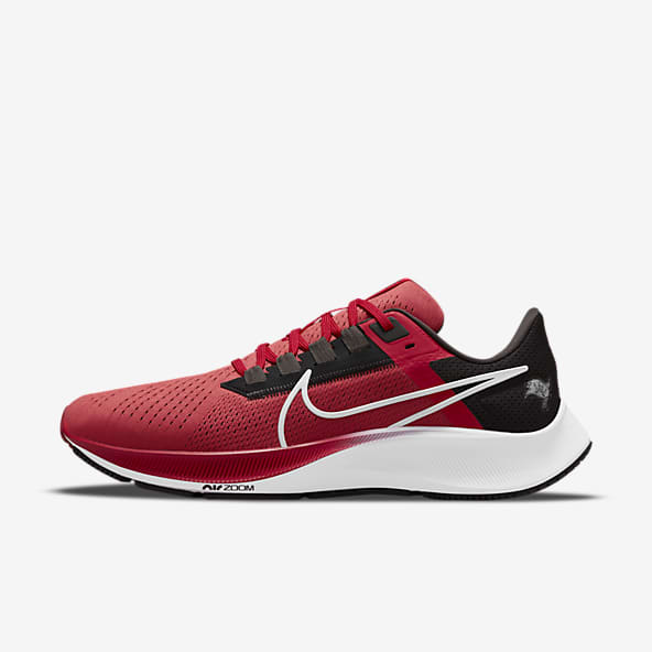 red and gray nike shoes