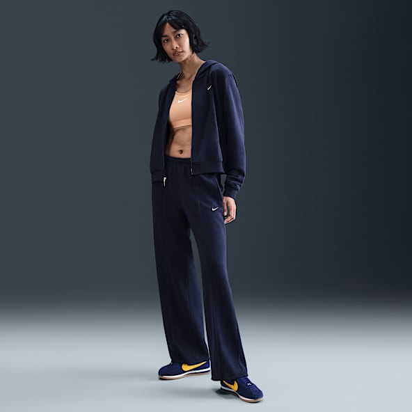 Nike Sportswear Chill Terry Pants de entrenamiento de French Terry de tiro medio con dobladillo abierto para mujer