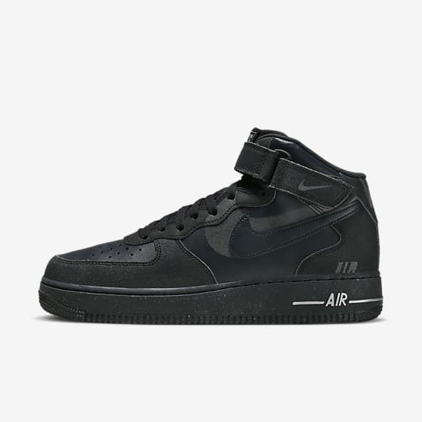 Black Air Force 1 Mid Top Shoes.