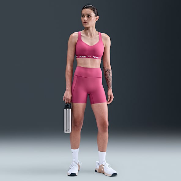 Nike Universa Shorts de ciclismo de tiro alto de 13 cm sin costura frontal para mujer