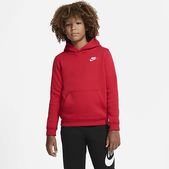 nike men's sportswear swoosh pullover hoodie red