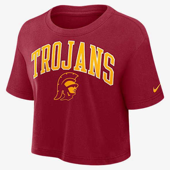 USC Athletic Prep Arch Playera universitaria Nike Dri-FIT cropped para mujer