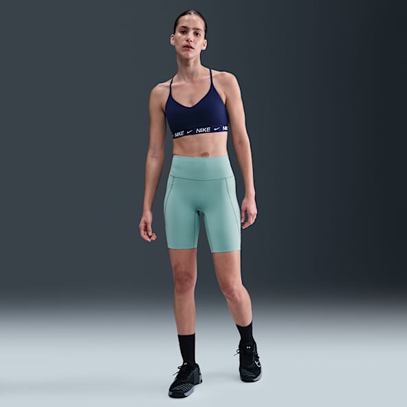 Nike Universa Shorts de ciclismo de tiro alto de 20 cm sin costura frontal para mujer